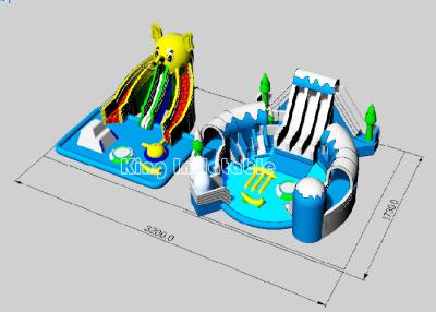 China parque inflável da água de Big Bear de encerado do PVC de 0.9MM com grande piscina azul à venda