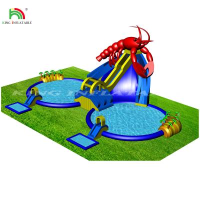 China Parque acuático inflable a medida Parque acuático flotante inflable comercial con tobogán y piscina en venta