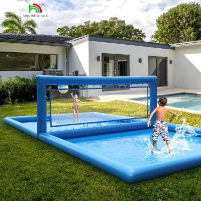 China 33x16.5x7FT Patio de voleibol inflable Playa de voleibol Red de voleibol Piscina de voleibol Campo de agua con bomba de aire para juego al aire libre en venta