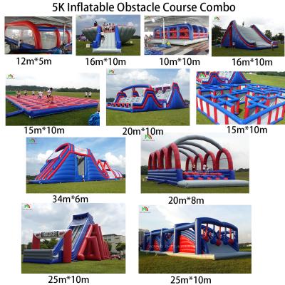 China Tarpaulin de PVC 5k Curso de obstáculos inflables Combo Gran tobogán Interactivo Adultos Obstáculo inflables en venta