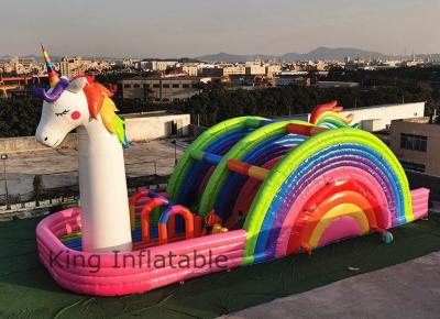 Cina EN71 scorrevole del PVC Unicorn Bouncer Inflatable Rainbow Dry da 0,55 millimetri in vendita