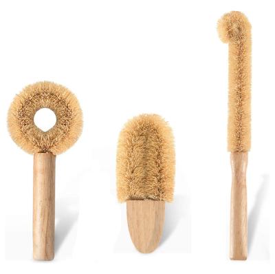 China Viable all natural kitchen bamboo brush with coconut fiber stiffens for dish/bottle/vegetable/pan/pot for sale