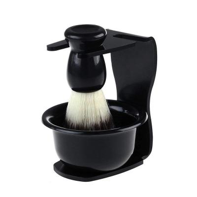 China Shaving Brush 3 in 1 Shaving Brush Cleaning Tool Shaving Frame Base + Soap Bowl + Straighten Hair Shaving Brush for sale