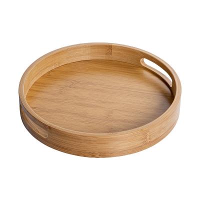 China Disposable Eco-friendly Nature Bamboo Serving Dish, Log Tray With Handle, Decorative Tray for sale