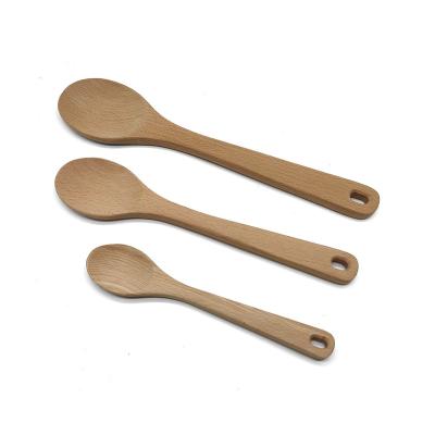 China High Quality Disposable Eco-Friendly Natural Beech Long Handle Food Grade Wooden Mixing Spoon for sale