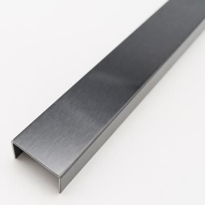 China Modern In SS201 SS304 Stainless Steel U Shape Profile Square Transition Tile Trim for sale