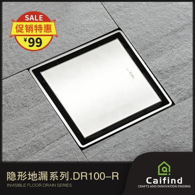 China Factory supply 304 stainless steel modern square direct drainage inlaid invisible floor drain with anti-odor liquid stopper for sale