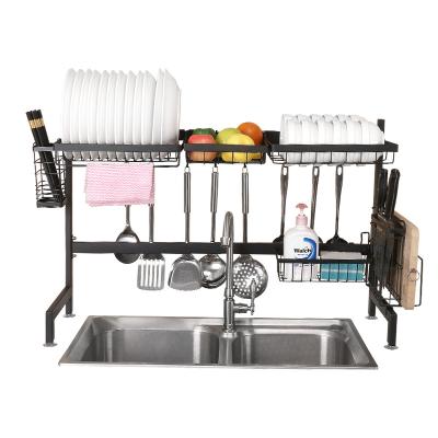 China Wholesale Stainless Steel Supplies 201 Stainless Steel Over The Sink Kitchen Dish Rack For Storage Drying Tableware for sale