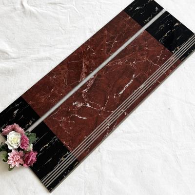 China Modern Ceramic Porcelain Gloss Marble Stair Tiles 470x1200mm For Stepping And Stairs Glossy Pattern for sale