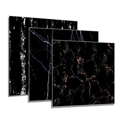 China Eiffel Effect Polished Black Natural Marble NANO Inkject Polished Porcelain Floor Tiles for sale