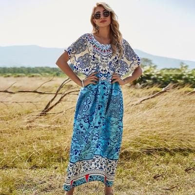 China 2021 New Women's Loose Plus Size Dry Cleaning Printed Dress Cover Up Casual Clothing Turkish Dresses For Women for sale