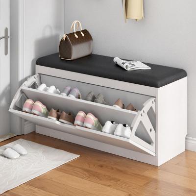 China Modern Convertible High Quality Wooden Hallway Storage Shoe Cabinet With Drawer And Soft Cushion for sale