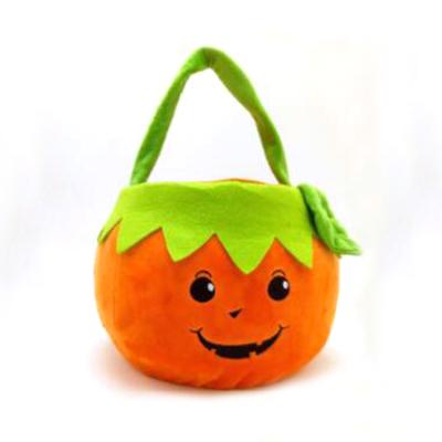 China Plush pumpkin basket PCP G306 pumpkin treat bucket plush pumpkin Halloween basket for sale