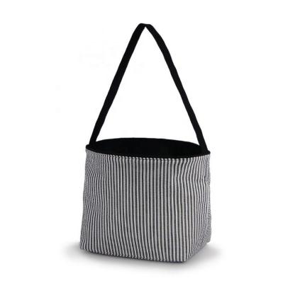 China B054 PCP Stripe Cotton Seersucker Basket White Cotton Seersucker Eco-Friendly Easter Bucket for sale