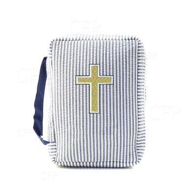 China B090 Eco-Friendly CFP Stored Bible Carrier Cotton Seersucker Bible Cash Book Cover for sale