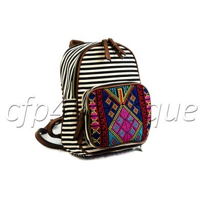 China Aztec CFP B138 Stcoked Embroidery Stripe Canvas Women Aztec Backpack for sale