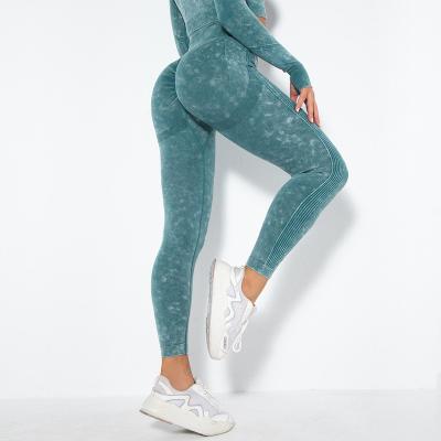 China New Arrival Breathable Hot Sales Green Seamless Sports Link Marble Dye Butt Crack! crack! private label spats for women for sale