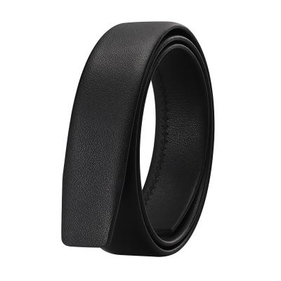 China Simple Custom Made Luxury Black Buckleless Leather Belt Cheap Mens Leather Belts for sale