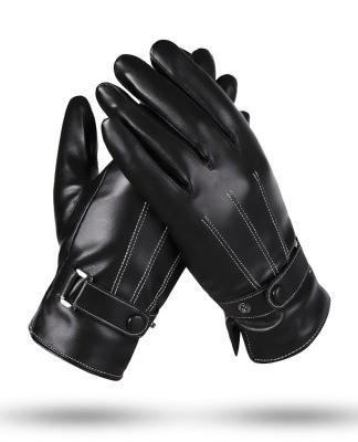 China Touch Screen Leather Breathable Touch Screen Motocross Waterproof Winter Thickened Gloves for sale