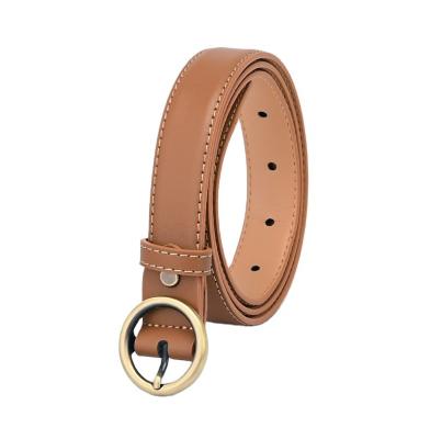 China Wholesale Custom Simple Pin Buckle Ladies Cowhide Dress Round Jeans Red Leather Belt for sale