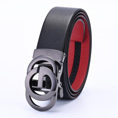 China GESIA Business Single Ratchet Custom Automatic Buckle Mens Genuine Leather Belt for sale