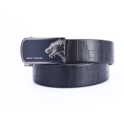 China New Logo Belt Genuine Cowhide Crocodile Custom Made Simple Pattern Leather Belt Men's Leather Belt for sale