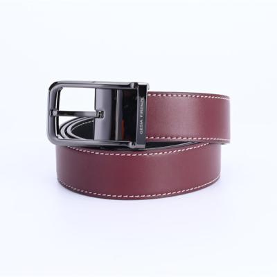 China Simple Professional Production Belt Business Turning Pin Buckle Men Leather Cowhide Embossed Belt for sale