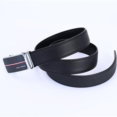 China GESIA Simple Wholesale Custom Casual Belt Head-Layer Cowhide Alloy Automatic Buckle Men's Black Leather Belt for sale