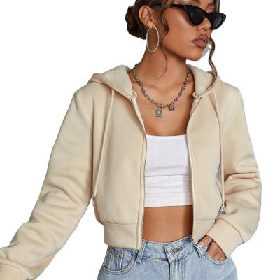 China 2022 Anti-wrinkle cheap zipper up light jacket hood cheap anorak drawstring crop hoodie design for sale