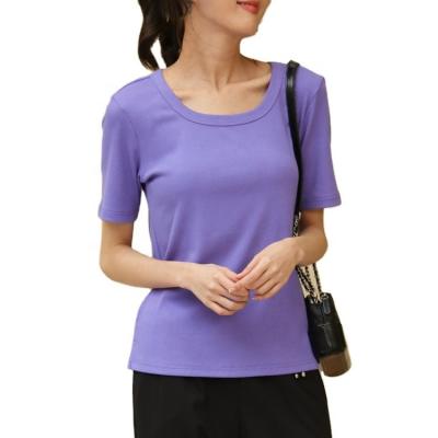 China Custom Made Anti-wrinkle Plain Classic Casual Crewneck Cotton Summer Women Comfortable Short Sleeve T-shirt for sale