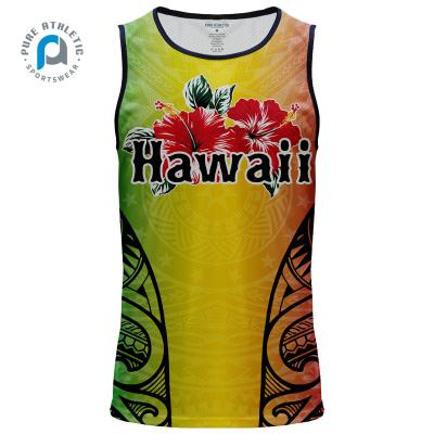 China Hawaii Design Tank Top Team Training Wear Sublimation Men's Pure Polynesian Breathable Sports Singlet Anti-Shrink Anti-Shrink for sale