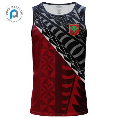 China Custom Design Polynesian Printing Men's Polynesian Anti-Shrink Singlet Anti-Shrink Polyester Pure Sports for sale