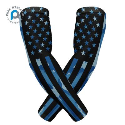 China Hot Selling Custom Made Sublimation Protection Antibacterial UPF50+ Flag Camouflage Empty Compression Arm Sleeves Antibacterial for sale