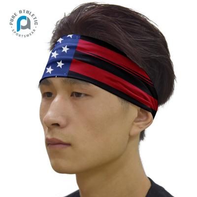 China Best Fabric PUR Selling USA Flag Fabric Men's Amazon Sports Fitness Sweat Sweat Running Yoga Headband Hair Accessories for sale