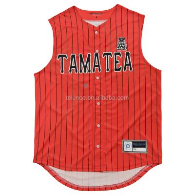 China Antibacterial PUR Antibacterial Add Your Logo Design Sublimation Print Baseball Tank Top Professional Red Custom Sleeveless for sale