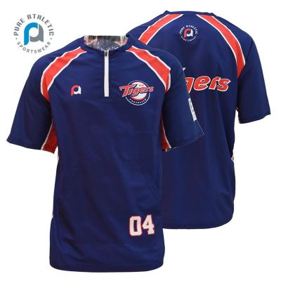 China 2021 Hot Sale OEM Antibacterial 100% Pure Polyester Polyester Sublimated Custom Blank Baseball Shirt With Zipper Cage Jacket for sale