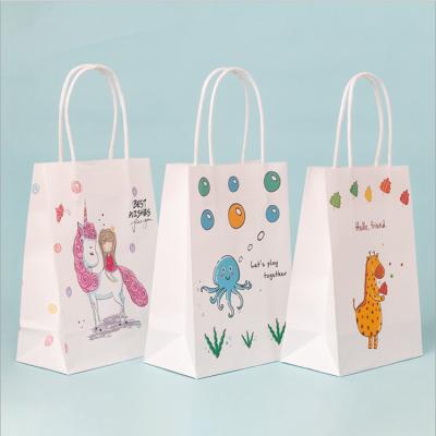 China Yiwu Recyclable Gift Paper Cartoon Bag Birthday Party Favor Candy Bags Unicorn Paper Bags for sale