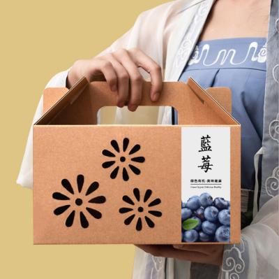 China High grade recyclable fruit gift box, kraft paper box handheld gift box, blueberry bag gift box customization for sale