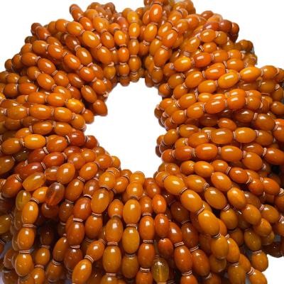 China High Quality Clean Polishing Olive Shaped Muslim Beads 10-12mm Baltic Natural Jewelry Russia Amber Stone Making Old Amber for sale