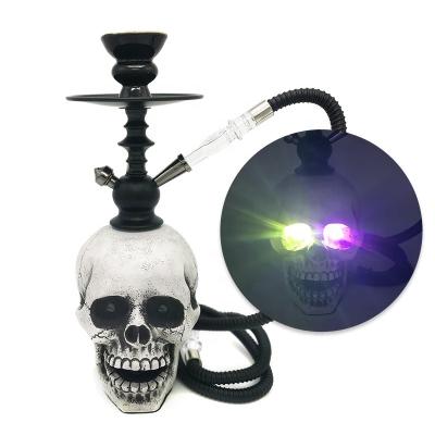 China NEW Atmosphere Lamp LOMINT Skull Hookah Shisha Complete Set With LED Lamp Rechargeable Black Color Wholesale OEM Custom for sale