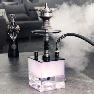 China New Plastic Hot Sale Best Quality Square Hookah Shisha Set Tray Pleasant Transparent Plastic Glass Factory Narguile Brand LOGO LOMINT for sale