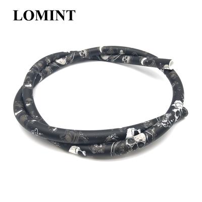 China LOMINT Black Frosted Silicone Hookah Hose Skull Style Shisha Silicone Hose Shisha Narguile Accessories China Factory Wholesale for sale