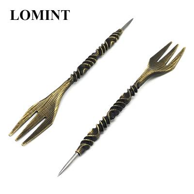 China Two-in-one Retro Design LOMINT Hookah Fork With Pecker Aluminum Foil Hole Puncher Two In One Shisha Needle Tool Chicha Narguile Accessories for sale