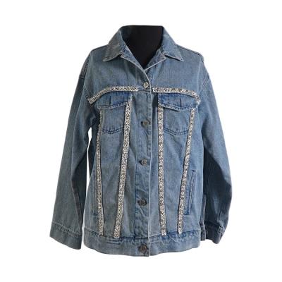 China Cotton Fashion Windproof Denim Shorts Studs Sportswear Shell Jacket Women Autumn Soft for sale