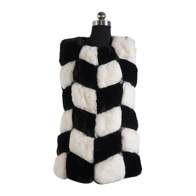 China Black And White Windproof Grid PU Faux Fur Jacket Women Invest Jacket Autumn Women Jackets for sale