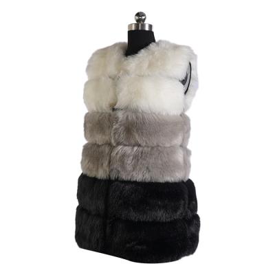 China Color Chunky Windproof Long Women Down Jacket Elegant Vest Women Faux Fur Jacket For Winter for sale