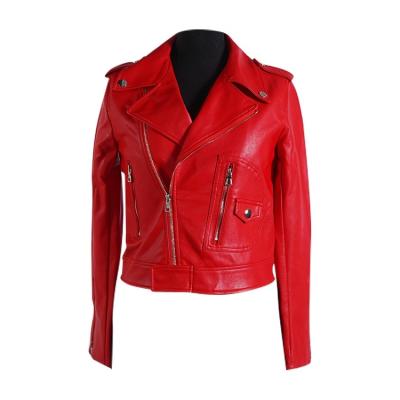 China Shuaike Women's Short Jacket Good Quality Fashion Motorcycle Basic Leather Windproof PU Short Jacket for sale