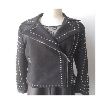 China Wholesale Crop Fashion Windproof Sueded Top Casual Jacket For Women With Studs for sale