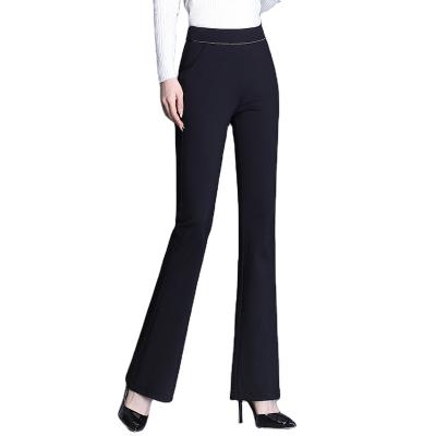 China New Amazon Hot Selling Anti-pilling High Waist Flare Pants Women Button Up Faux Long Straight Trousers for sale