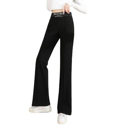 China Anti-pilling Custom Logo Autumn Designer Office Work Wear Lady Trousers Rayon Twill Solid Color Long Straight Pants For Women for sale